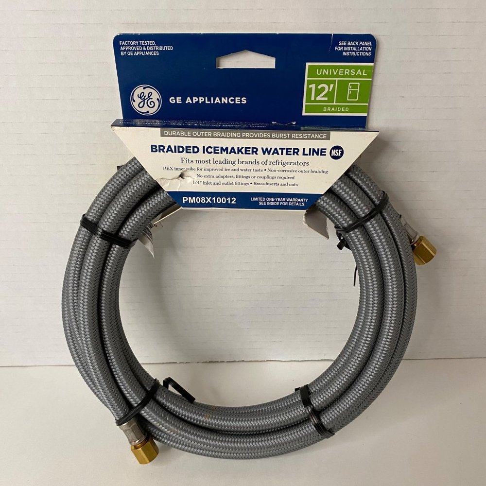 GE‎ braided icemaker water line PM08X10012 NEW Universal 12'